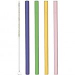 GLASS STRAW SET COLOURED SET OF 4