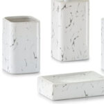 Zeller Present 4-pcs “Marble-Optics” Bathroom Accessory Set Ceramics White - Image 2