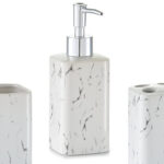 Zeller Present 4-pcs “Marble-Optics” Bathroom Accessory Set Ceramics White - Image 4