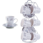 Zeller Present 13-pcs Ceramics Cappuccino Set “Check” Brown/Beige