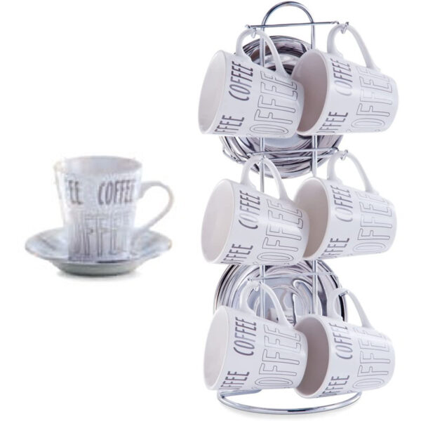 Zeller Present 13-pcs Ceramics Cappuccino Set “Check” Brown/Beige