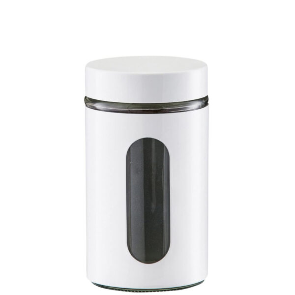 Zeller Present 900ml Glass Storage Jar With Metal Cover With Lid White