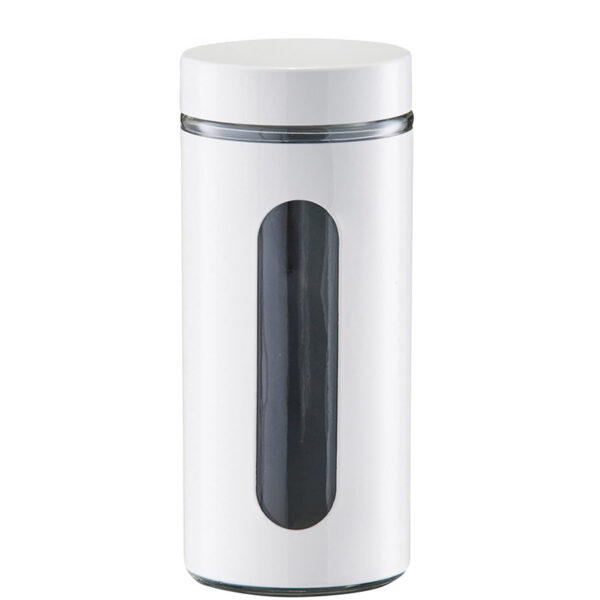 Zeller Present 1200ml Glass Storage Jar With Metal Cover With Lid White