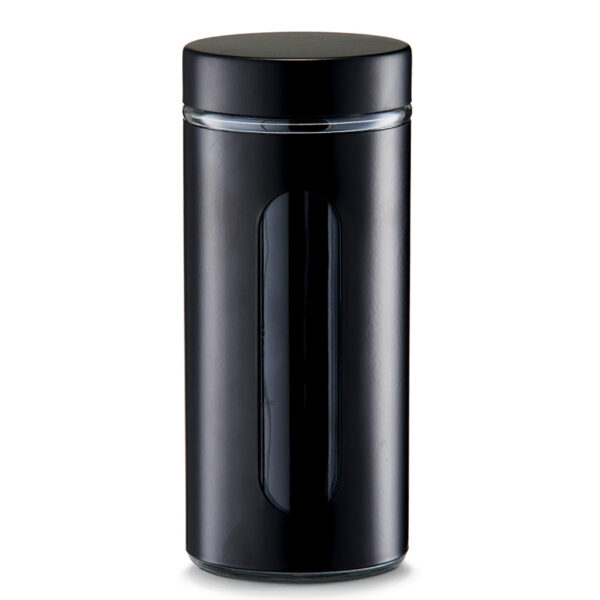 Zeller Present 1200ml Glass Storage Jar With Metal Cover With Lid Black