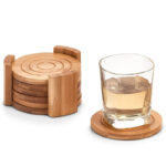 Zeller Present 7-pcs Round Bamboo Coasters Set - Image 3