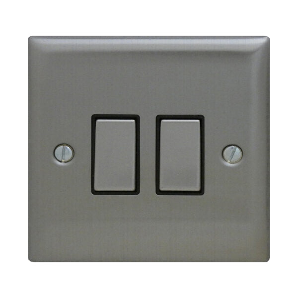 2 Gang 2 Way Brushed Stainless Steel
