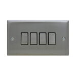 4 Gang 2 Way Brushed Stainless Steel
