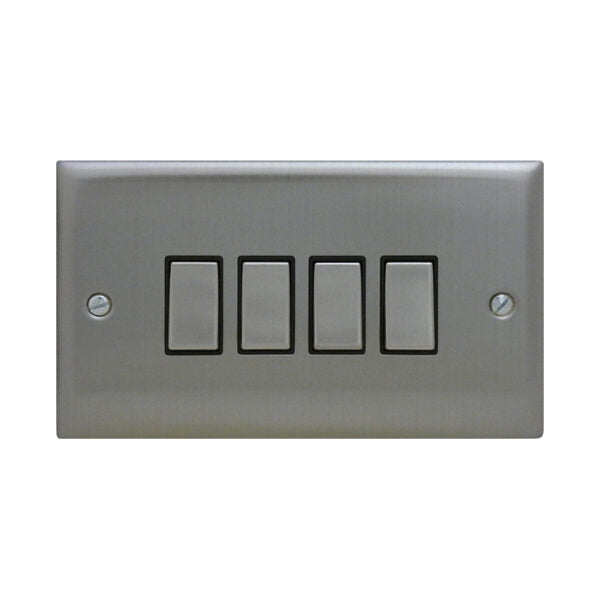 4 Gang 2 Way Brushed Stainless Steel