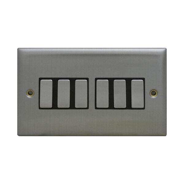6 Gang 2 Way Brushed Stainless Steel