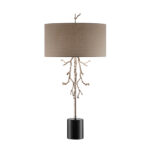 Rowan Table Lamp with Pale Grey Linen Drum Shade