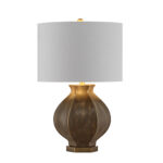 Cooper Table Lamp with White Linen with Gold Lining Drum Shade