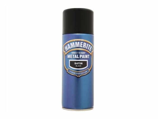 HAMMERITE SATIN FINISH BLACK AEROSOL 400ml HSTBLA