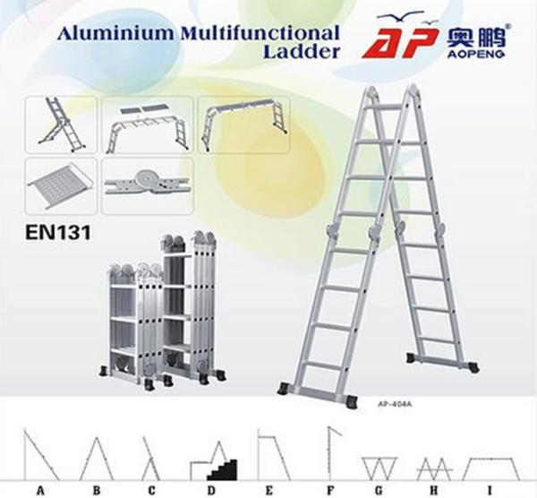 ALUM. LADDER M/PURPOSE 4X4 STEP MAX.H 3.7MT ART. QH-6043