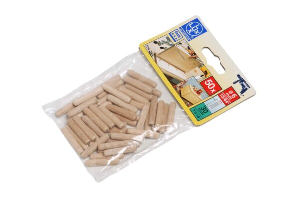 FLUTED WOOD DOWELS  6mm  (50/bag) LUX 104043