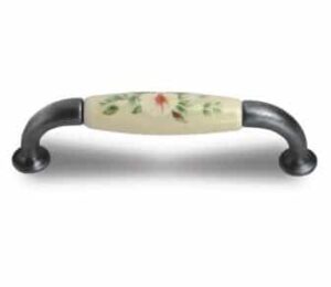 HANDLE 96mm RUSTIC TIN/DECORATED PORCELAIN 836 ESTAMP 9770