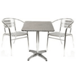ALUM TABLE 80cmX80cm SQ. W/4 STAR BASE ‘BISTRO’ W/OUT EDGE