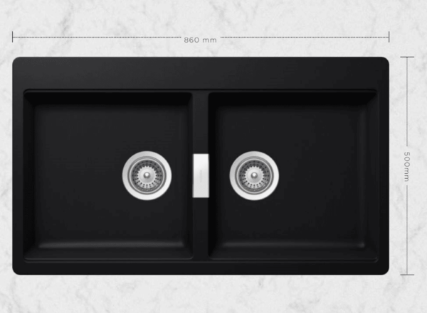 SCHOCK SINK HORIZONT Cristadur N200 PURO BLACK 860x500mm UNDERMOUNT HONN200084U.15yr