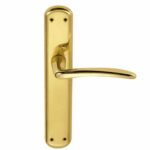DOOR HANDLE ZAMAK – POLISHED BRASSED W/PLATE {OVAL KEY HOLE} HERRA M-6601H