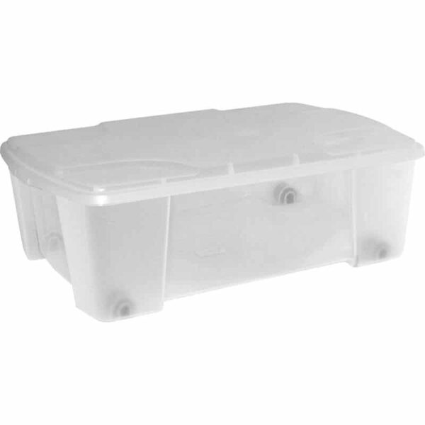 PLASTIC STORAGE BOX ON WHEELS TRANS/TRANS W565XD390XH180mm 41lt ART: M41TT