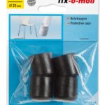 Fix-O-Moll End Caps For Tubes 25mm Black Pack of 4