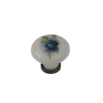 Gem PP.50 Furniture Knob 31mm Bronze and Rosa Blu Decorated Porcelain