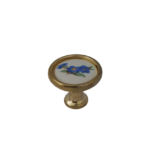 Gem PP.92 Furniture Knob 30mm Polished Brass and Serenella Decorated Porcelain