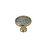 Gem PP.92 Furniture Knob 30mm Polished Brass and Bouquet Gardenia Decorated Porcelain