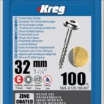 Kreg Pocket-Hole Screws 32 mm, Zinc Coated, Maxi-Loc, Coarse Thread, 100 piece SML-C125-100-INT