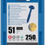 Kreg Pocket-Hole Screws 51 mm, Blue-Kote™, Maxi-Loc, Coarse Thread, 250 piece SML-C2B-250-INT