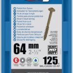 Kreg HD Pocket-Hole Screws 64 mm, Protec-Kote™, Maxi-Loc, Coarse Thread, 125 piece SML-C2X250-125-INT