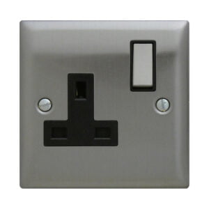 Single Switch Socket Brushed Stainless Steel
