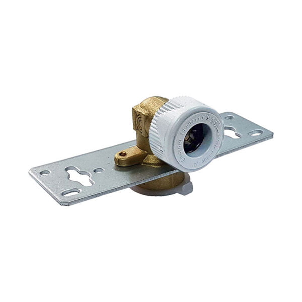Single Tap Plate Brass 15mm x 1/2 inch White
