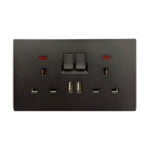 Twin Switch Socket w/USB KX3 Matt Black