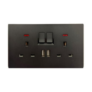 Twin Switch Socket w/USB KX3 Matt Black