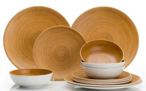 BAMBOO STYLE UNBREAKABLE DINNER SET OF 12